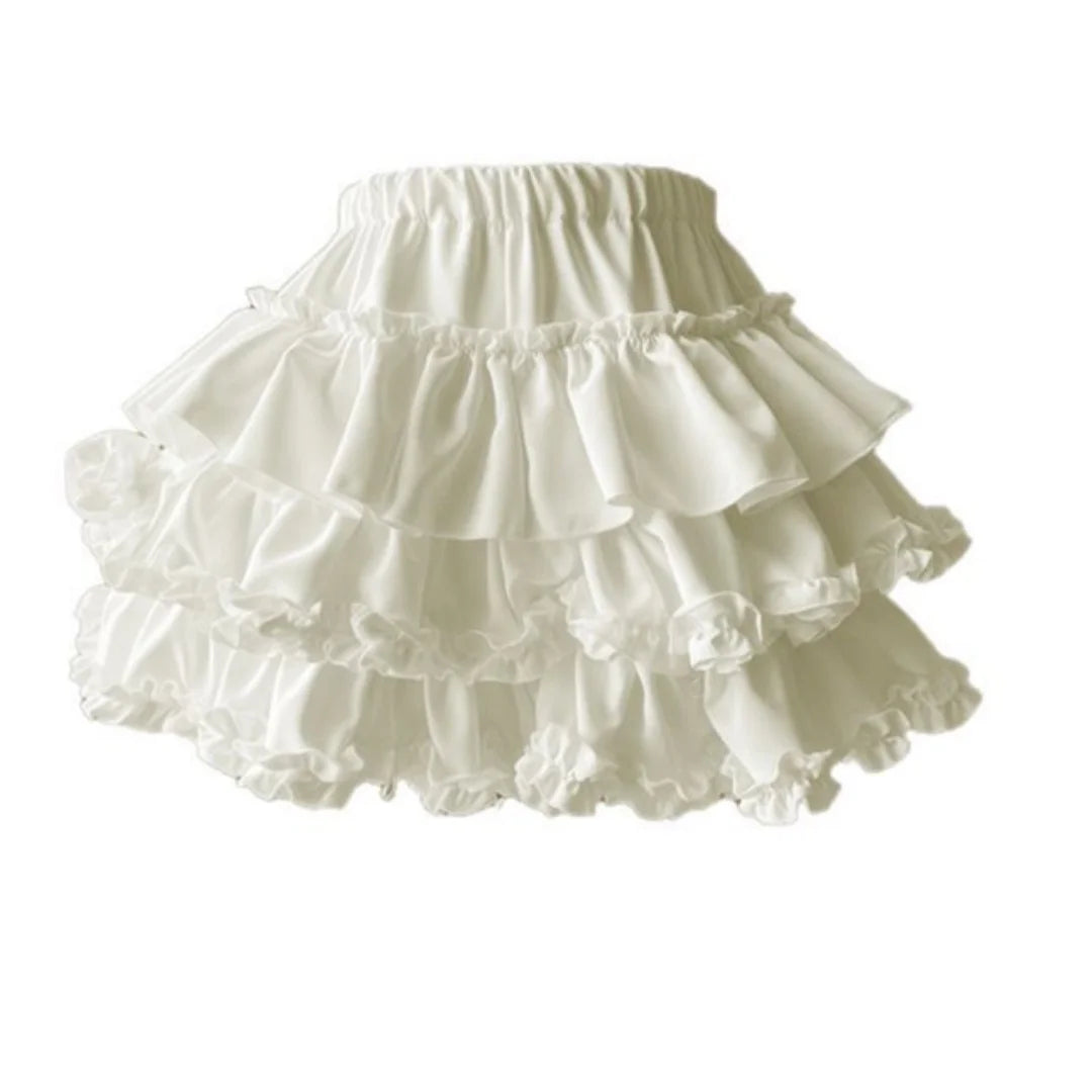 Women Skirts Tiered Ruffles Mini Skirt Cross Charms Built-in Shorts Kawaii Japanese Skort Gothic Punk Y2K Girl Harajuku 90s Sexy