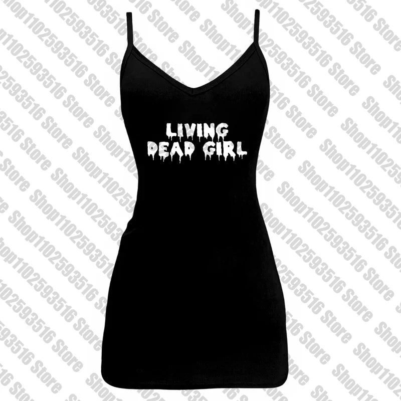 Y2k Clothes Gothic Aesthetic Cute Sleeveless Camisole Punk grunge Letter Print Grunge Crop Top E-girls Corset Tank Top Baby Tee