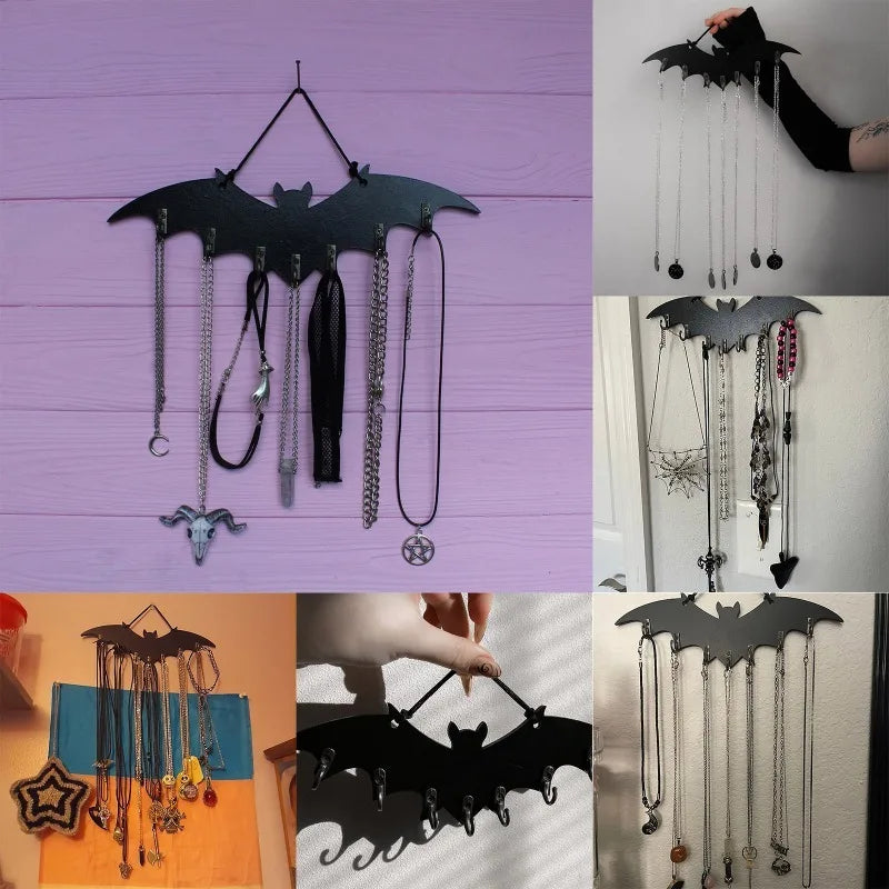 Halloween Bat Key Hook Gothic Style Vampire 2D Flat Printing Wall Decoration Multifunctional Pendant Decorative Hooks Organizer